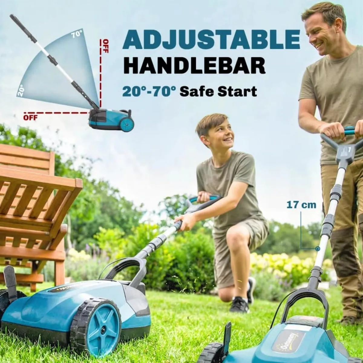 18V Cordless Lawnmower with 2 x 4Ah Batteries & Ch - Image 3