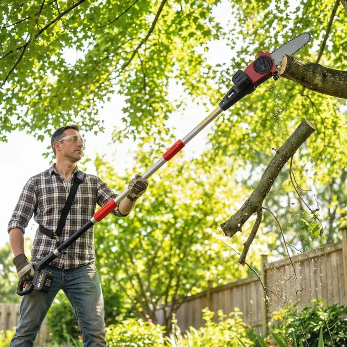 18V 8" Cordless Pole Chainsaw, 1.94m/2.56m Electri - Image 1