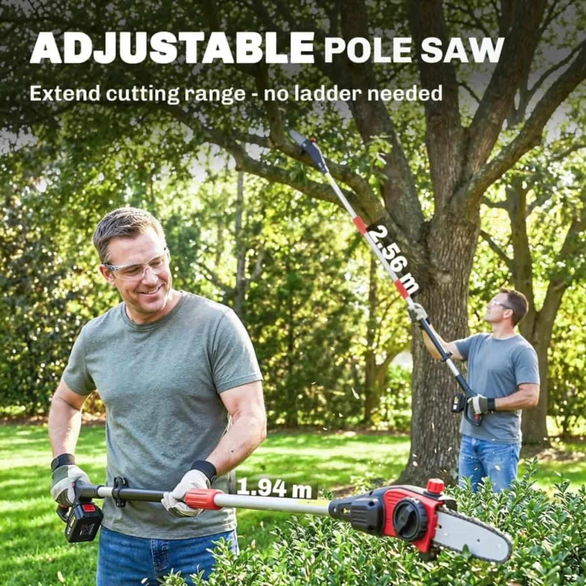18V 8" Cordless Pole Chainsaw, 1.94m/2.56m Electri - Image 3