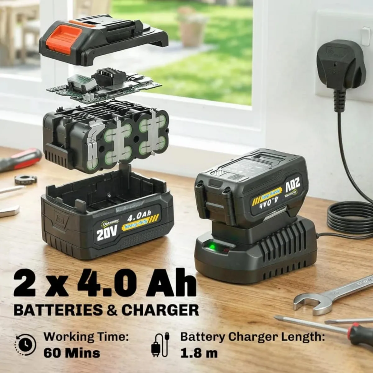 18V 8" Cordless Pole Chainsaw, 1.94m/2.56m Electri - Image 4