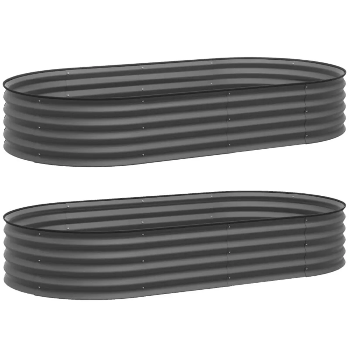 Set of Two 181 x 93cm Steel Planters - Dark Grey - Image 1