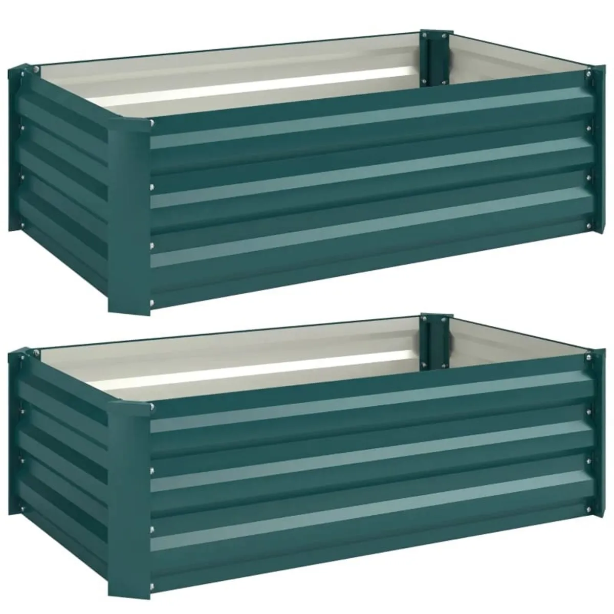 Set of Two 100 x 60cm Steel Planter Boxes -Green - Image 1