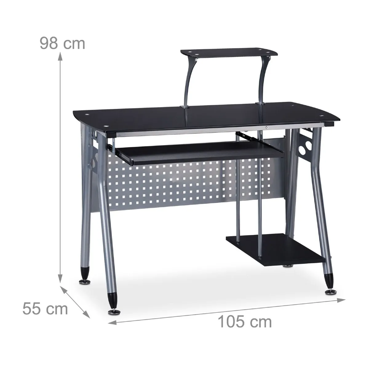 Modern Glass Computer Desk with Pull-Out Keyboard - Image 2