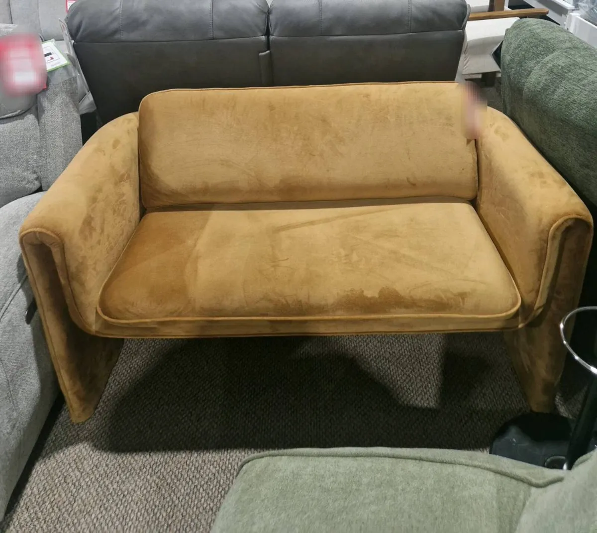 New Retro Gold Velvet Loveseat