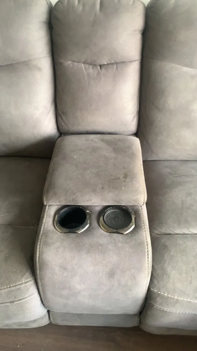Grey 6+ Seater Reclining Sofa with Cup Holders - Image 2