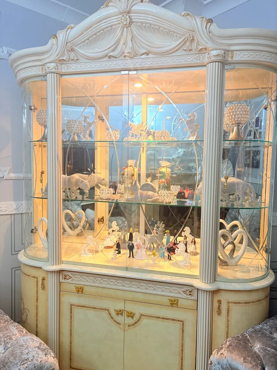 luxurious cream and gold Italian-style curved glas - Image 1