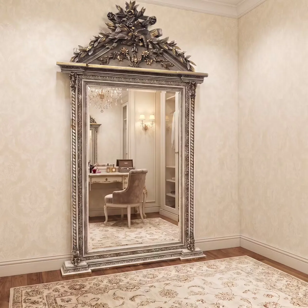 Very nice large mirror with light tones - Image 1