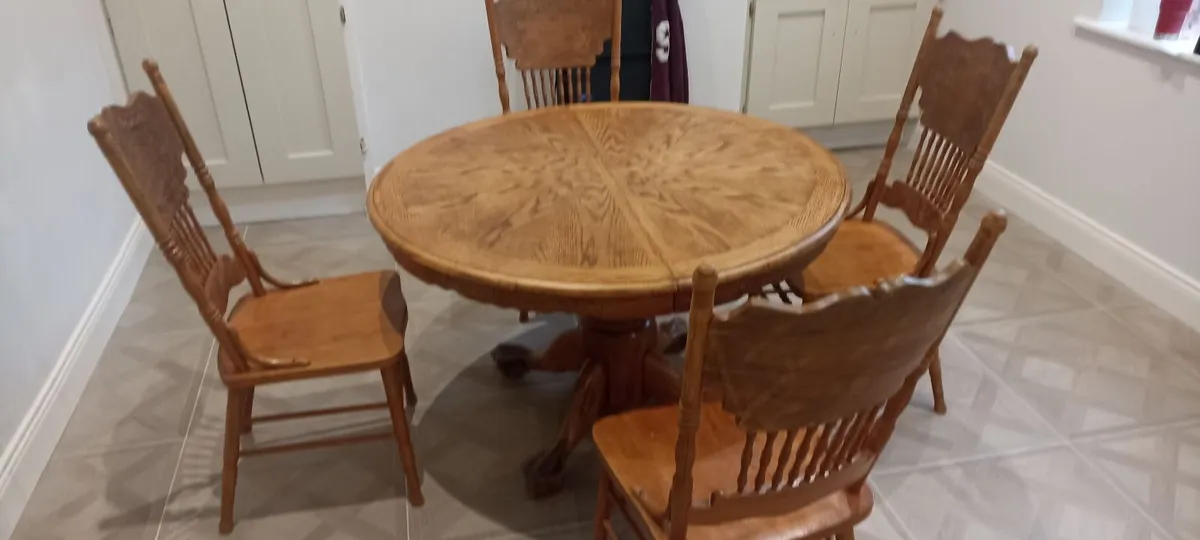 Solid OakTable and 4 Chairs - Image 1