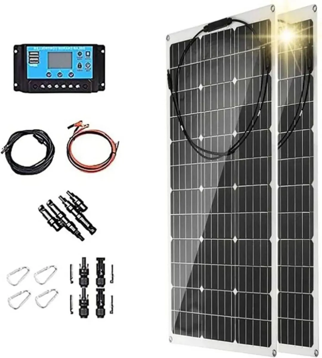 12V Solar Panel Kit 400W Dual Panel System - Image 2