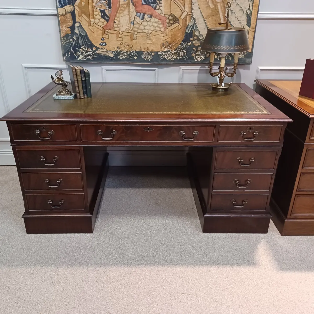 Victorian-style Leather top pedestal desks - Image 3