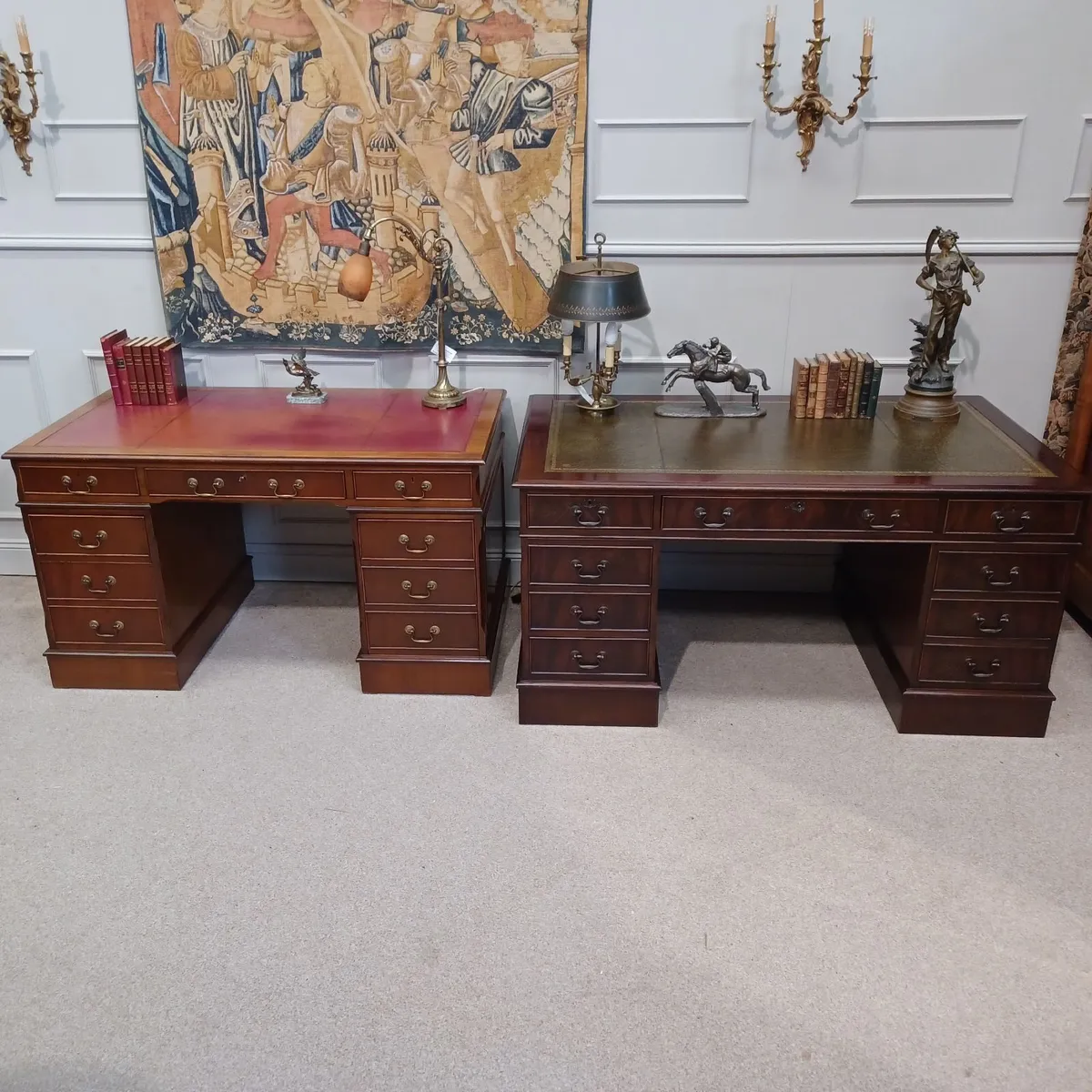 Victorian-style Leather top pedestal desks - Image 1