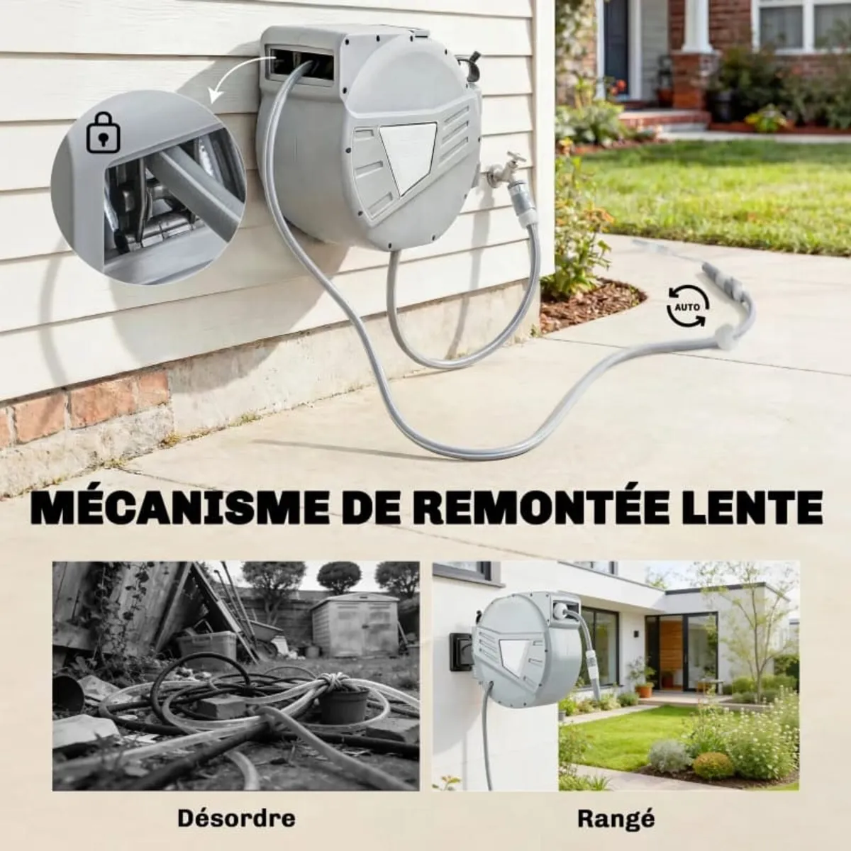 Wall-Mounted Hose Reel 20+1.6m x Ø 15mm, Automatic - Image 2