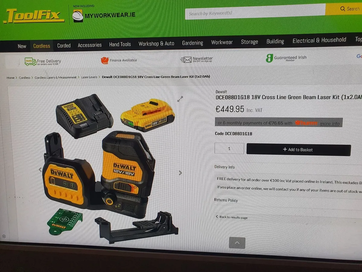 DeWalt XR Cross Line Green Beam Laser - Image 2