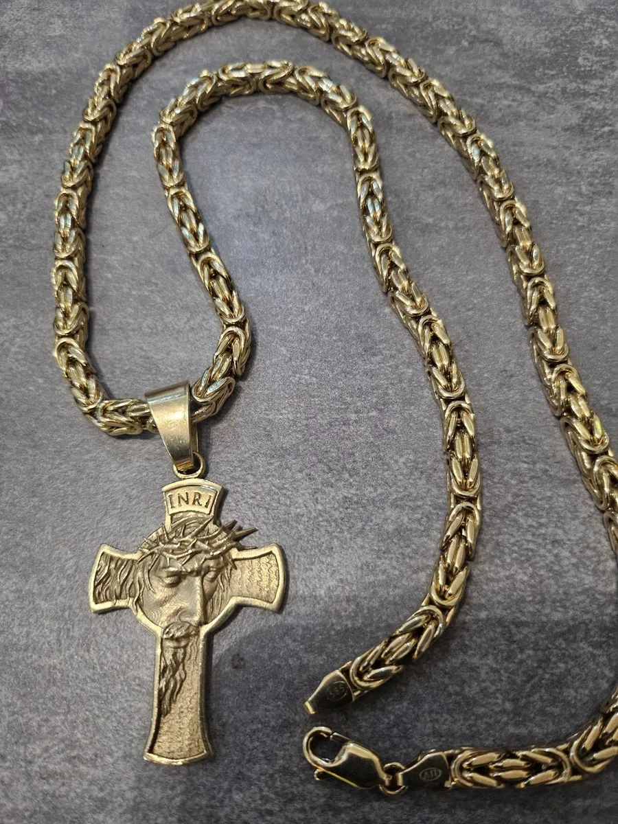 Gold 14 ct chain and cross - Image 4