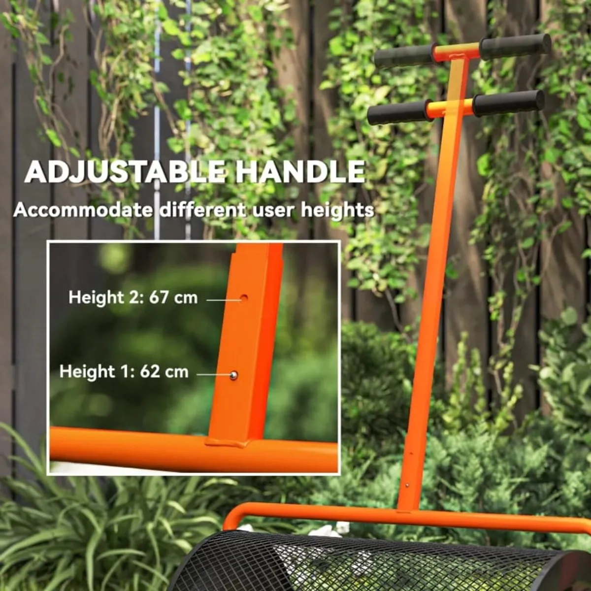 Compost Spreader, 24" Peat Moss Spreader with Heig - Image 3
