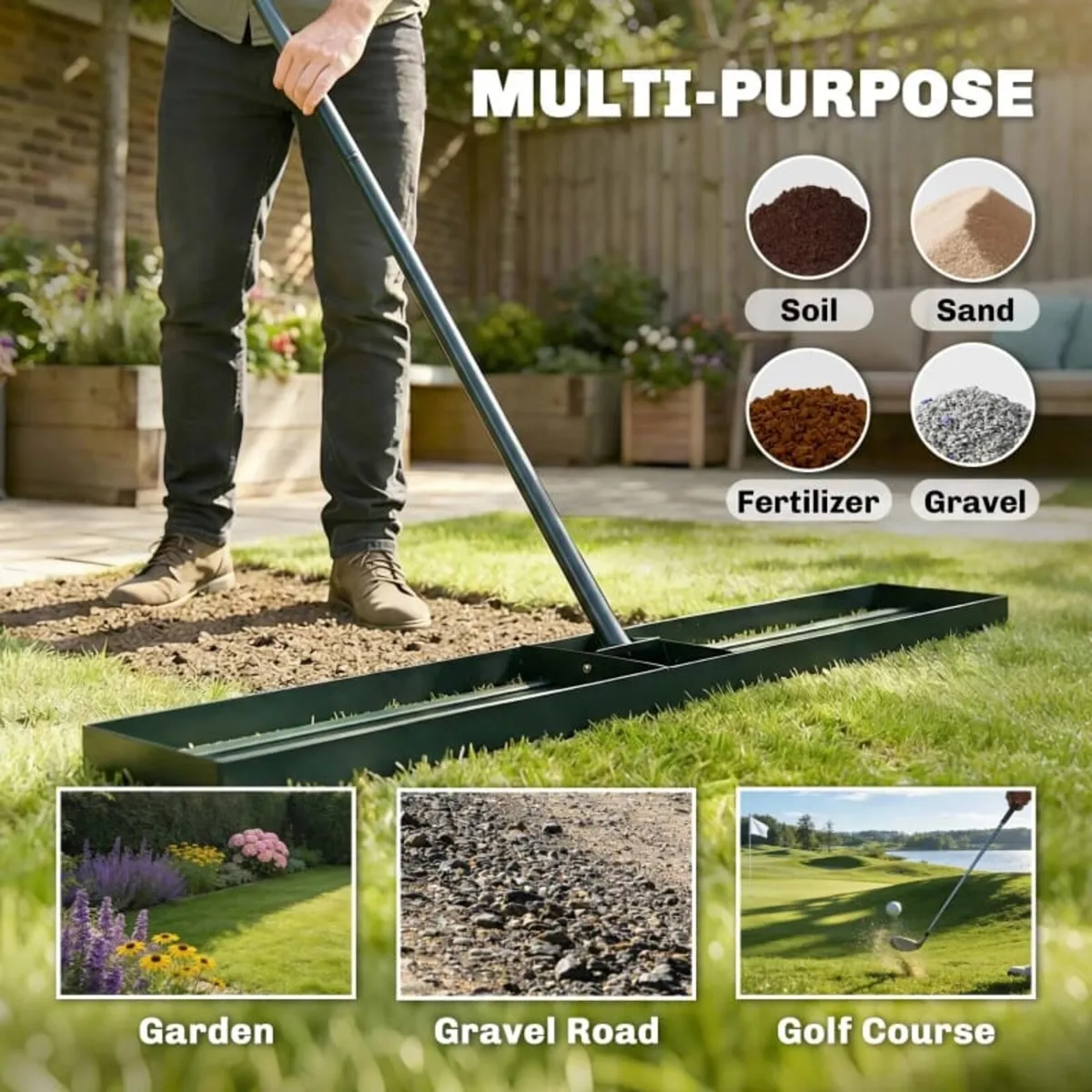 Lawn Levelling Rake, 113 x 26 cm Lawn Leveller Lut - Image 2