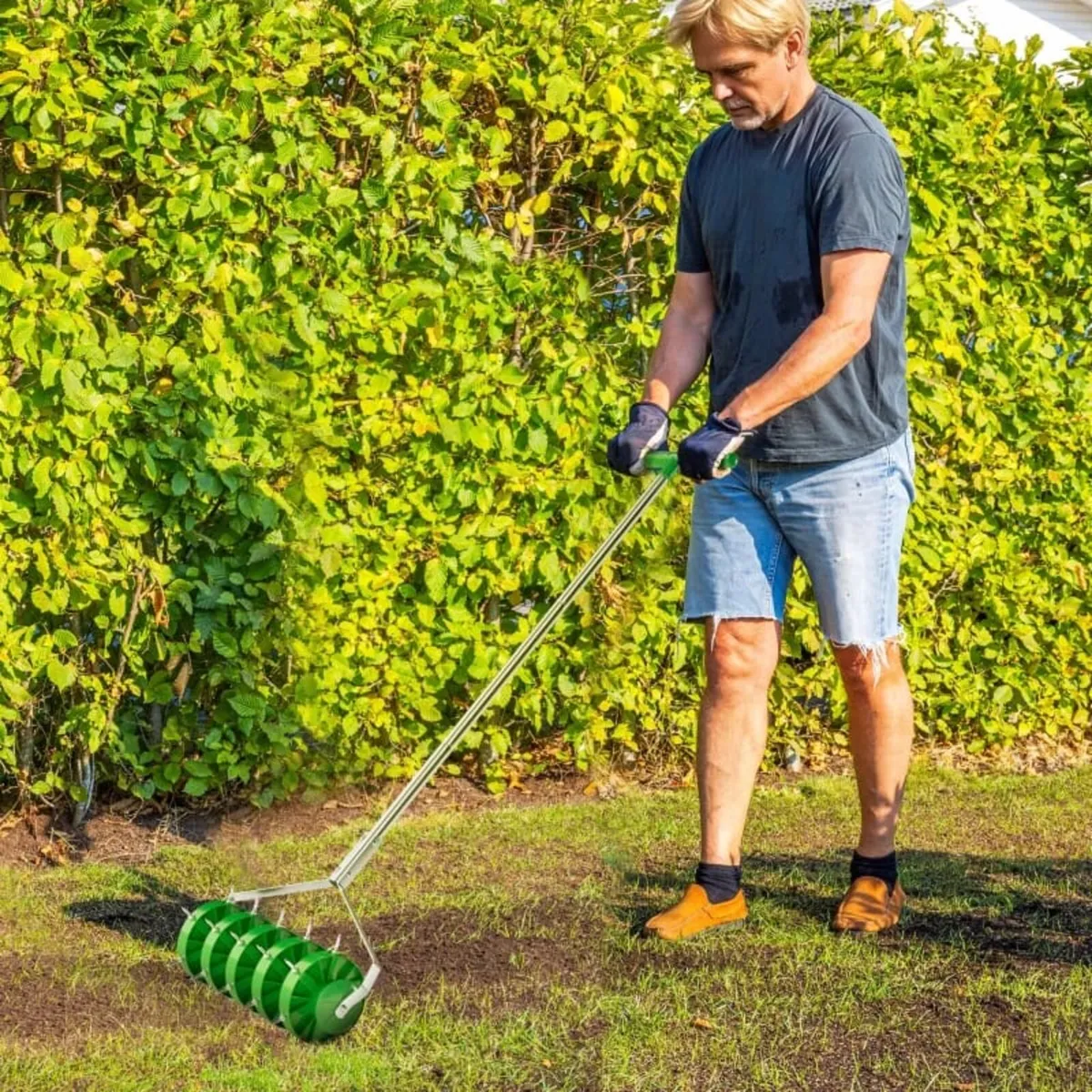 Rolling Lawn Aerator, Manual Grass Spike Roller, H - Image 1
