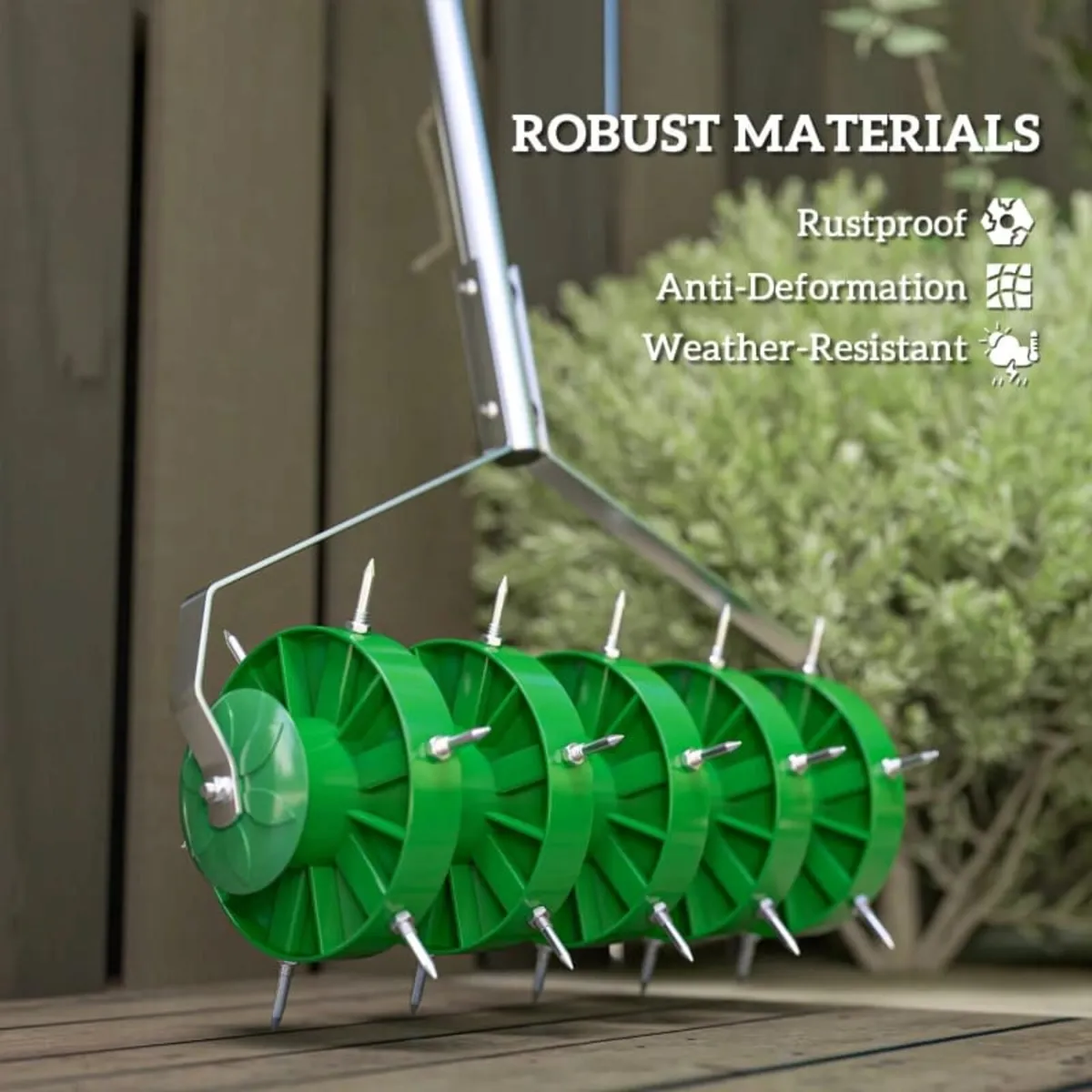 Rolling Lawn Aerator, Manual Grass Spike Roller, H - Image 4