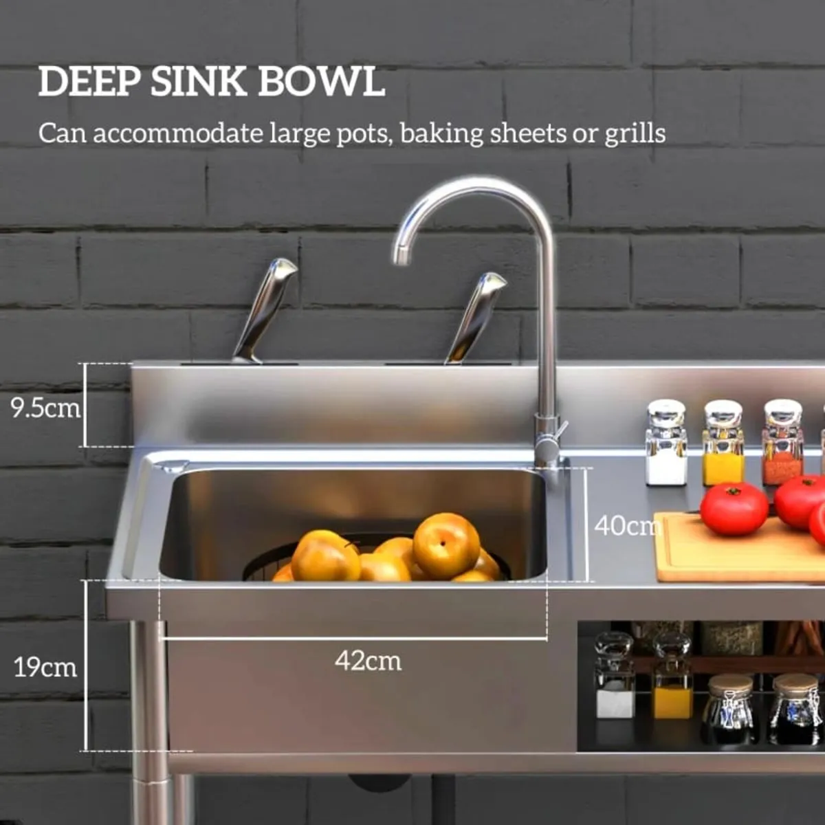 Outdoor Stainless Steel Kitchen Sink, Freestanding - Image 2