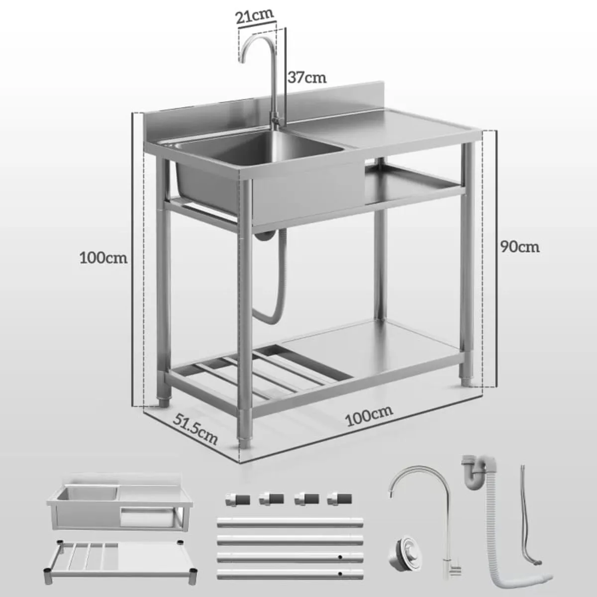 Outdoor Stainless Steel Kitchen Sink, Freestanding - Image 3