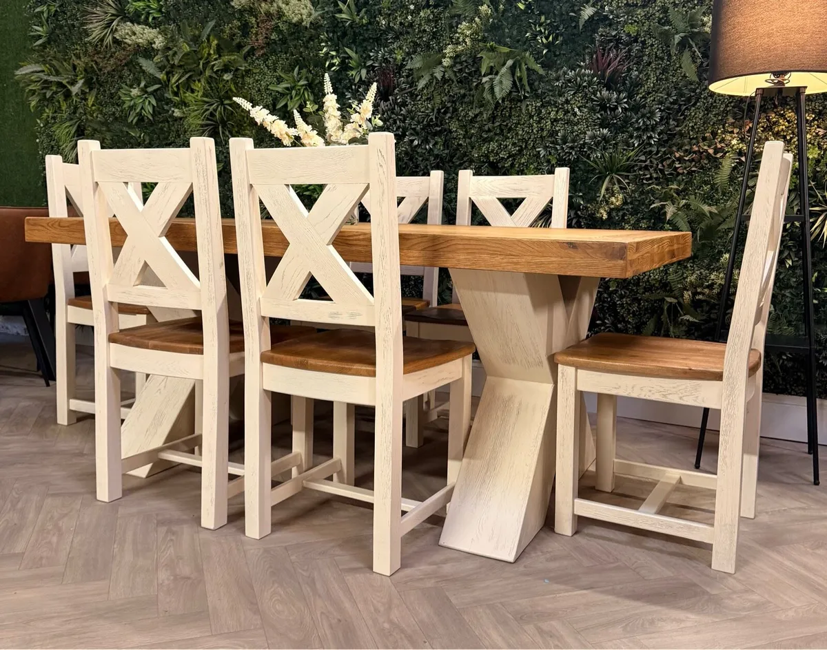 Savannah X oak dining table & 6 chairs - Image 1