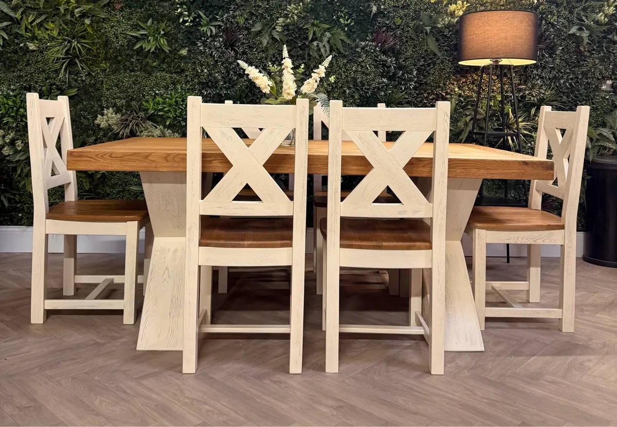Savannah X oak dining table & 6 chairs - Image 2