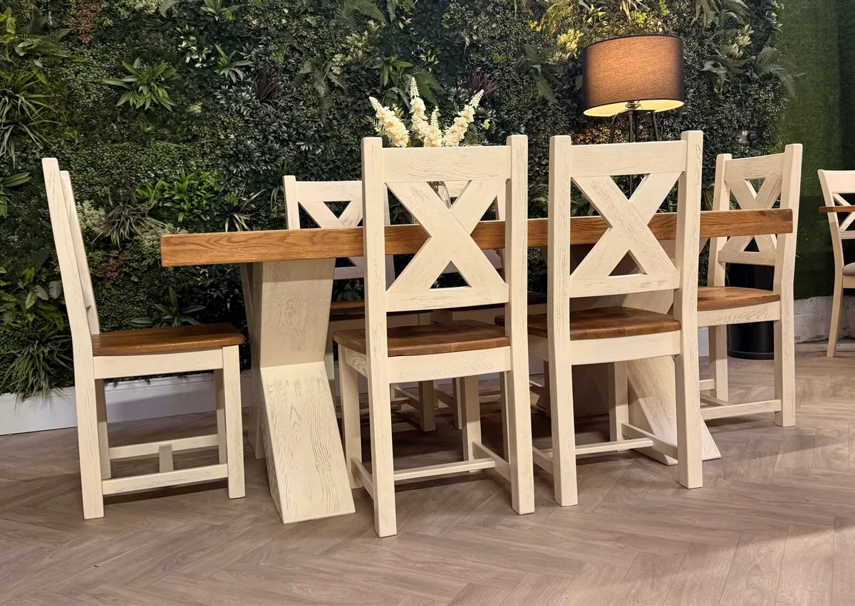 Savannah X oak dining table & 6 chairs - Image 3