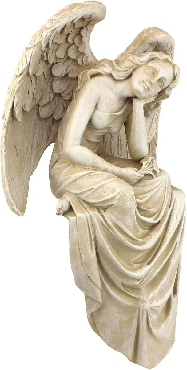 Resting Grace Angel Sitting Garden Statue Medium - Image 1