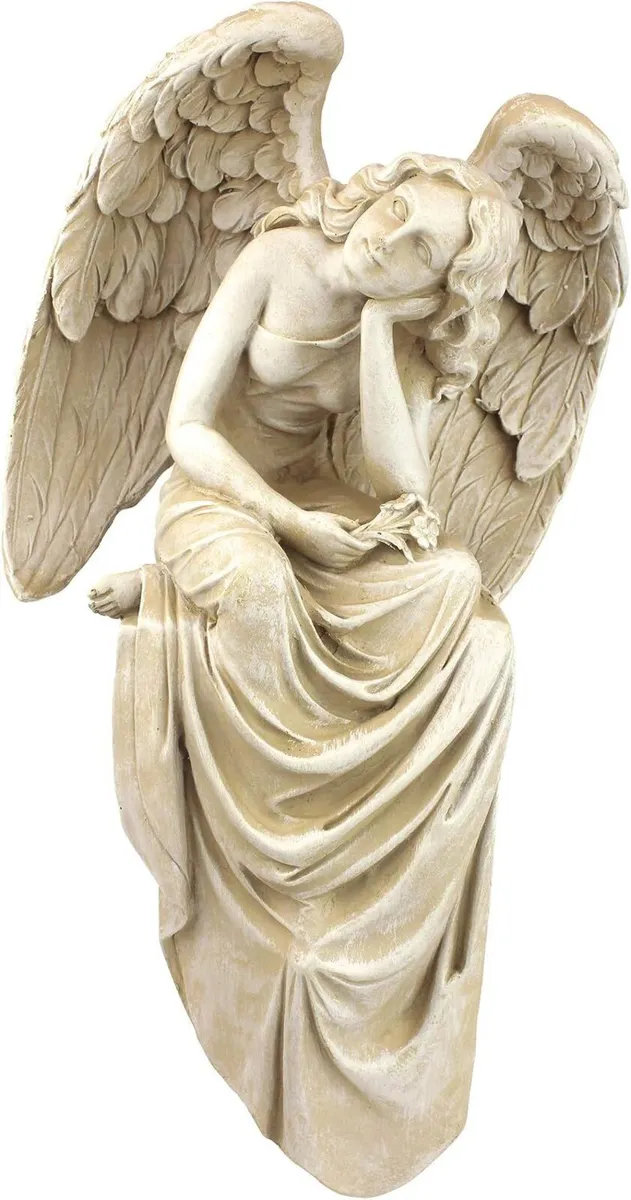 Resting Grace Angel Sitting Garden Statue Medium - Image 2