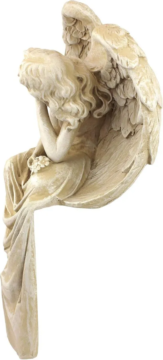 Resting Grace Angel Sitting Garden Statue Medium - Image 3