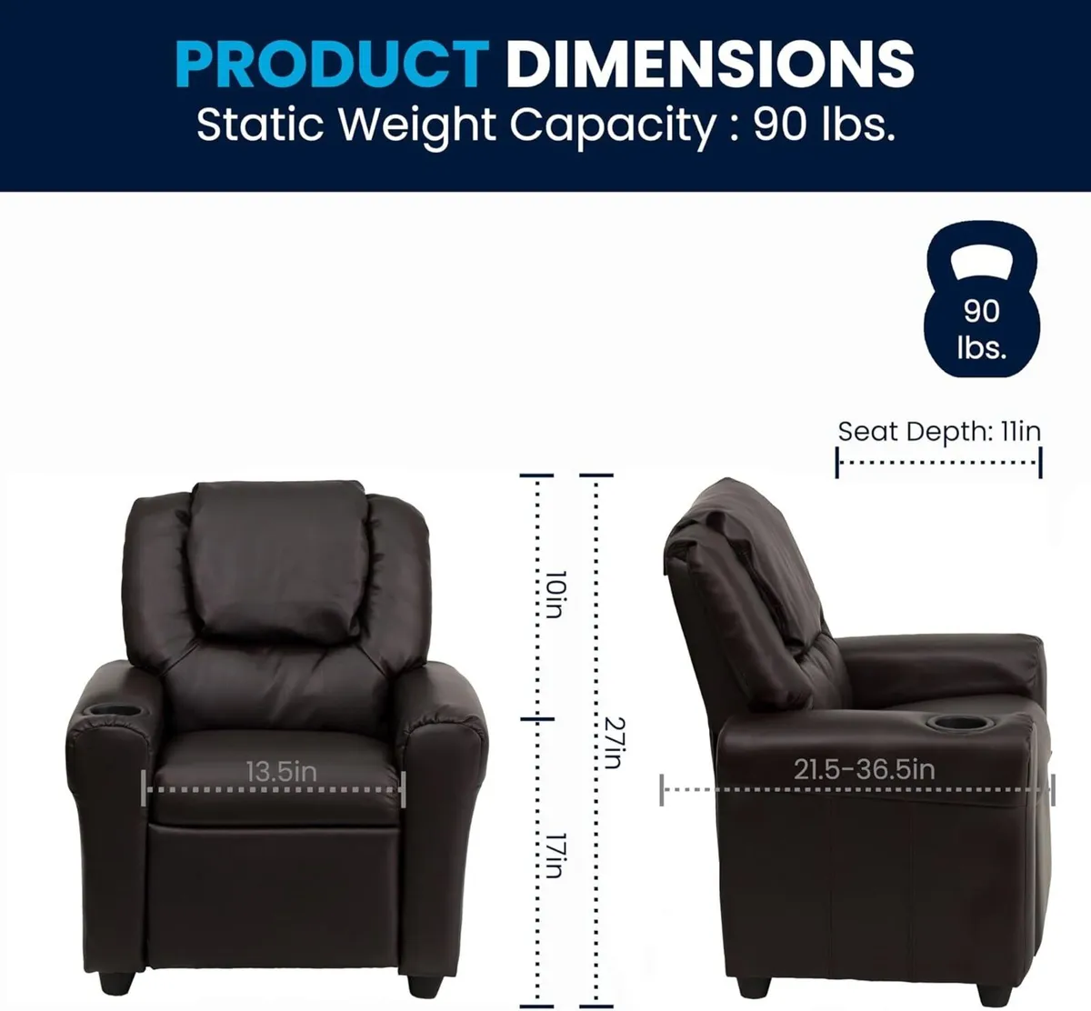 Vana Contemporary Leathersoft Kids Recliner - Image 3