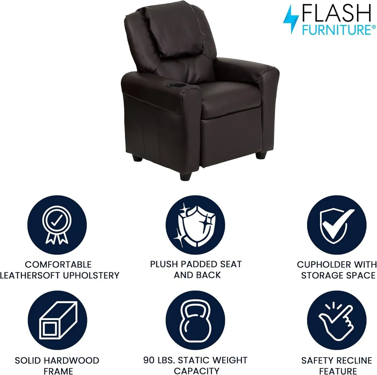 Vana Contemporary Leathersoft Kids Recliner - Image 4