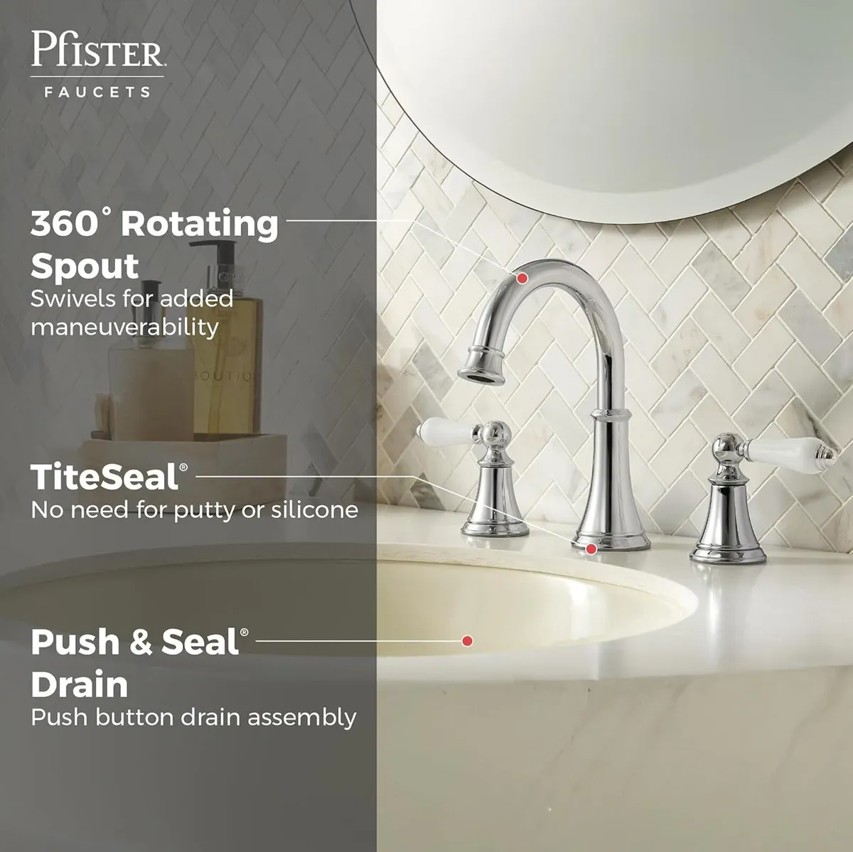 Bathroom Sink Faucet 8-Inch Widespread 2-Handle - Image 4