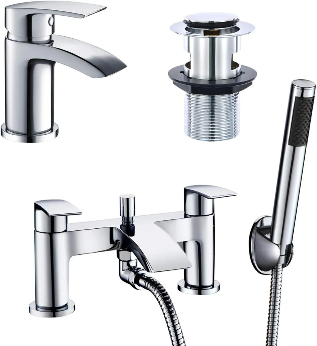 Basin and Bath Mixer Taps with Shower Attachment - Image 1