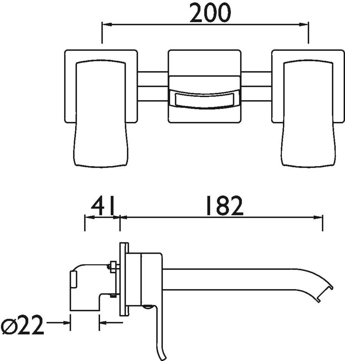 Bathroom Taps Square Wall Mounted Chrome Bath - Image 2