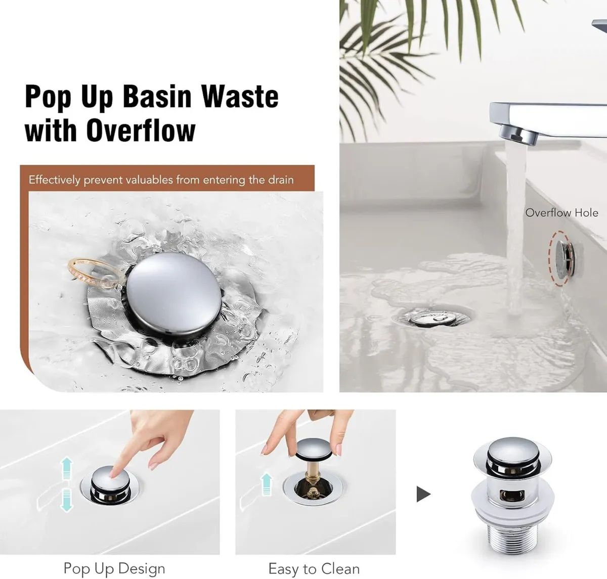 Bath Tap and Basin Taps with Waste Set - Image 4