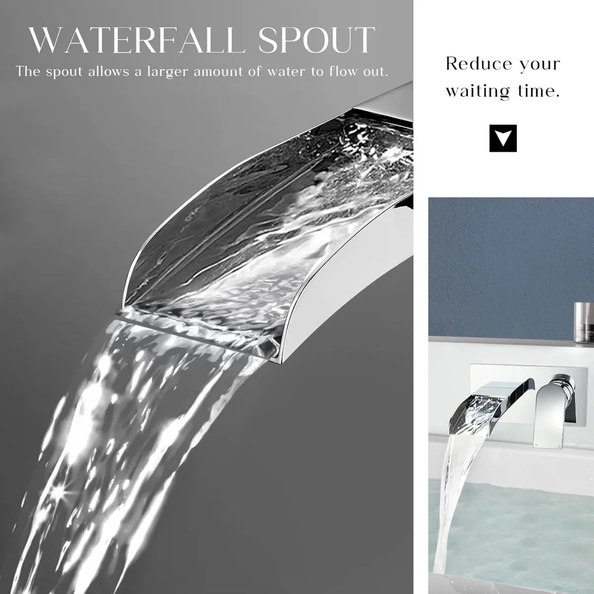 Taps Wall Mounted Waterfall Mixer Filler Tap - Image 3