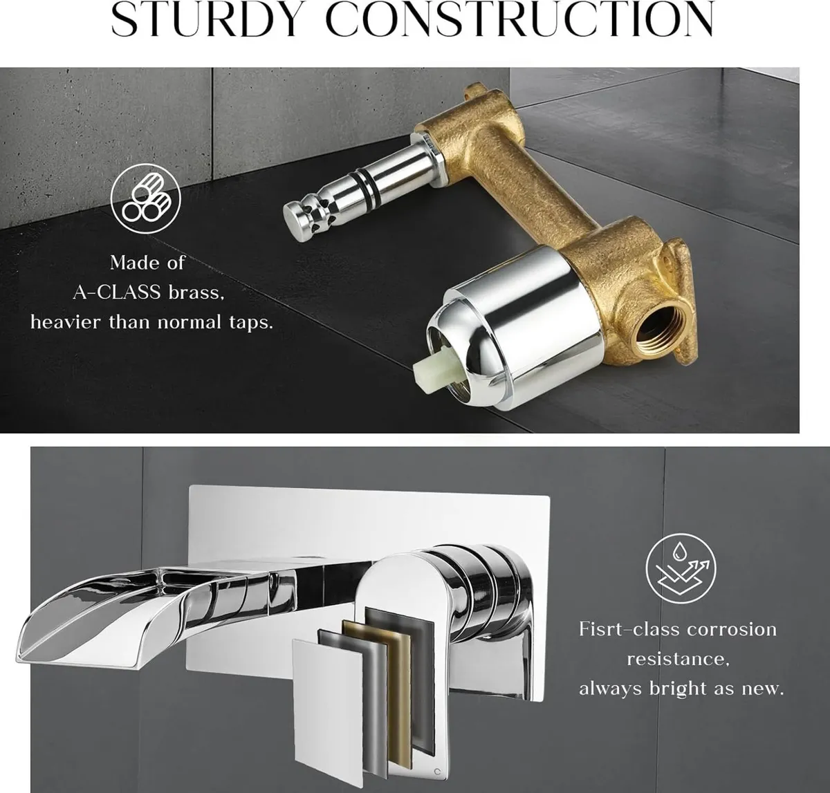 Taps Wall Mounted Waterfall Mixer Filler Tap - Image 4