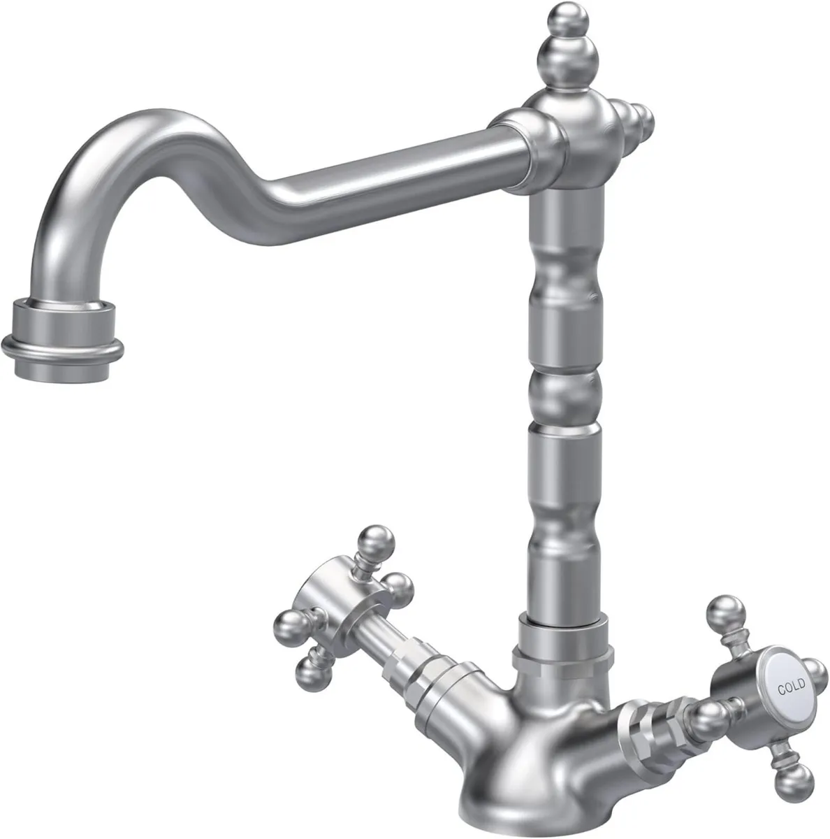 Kitchen Tap with Dual Crosshead Handles Mono Mixer - Image 1