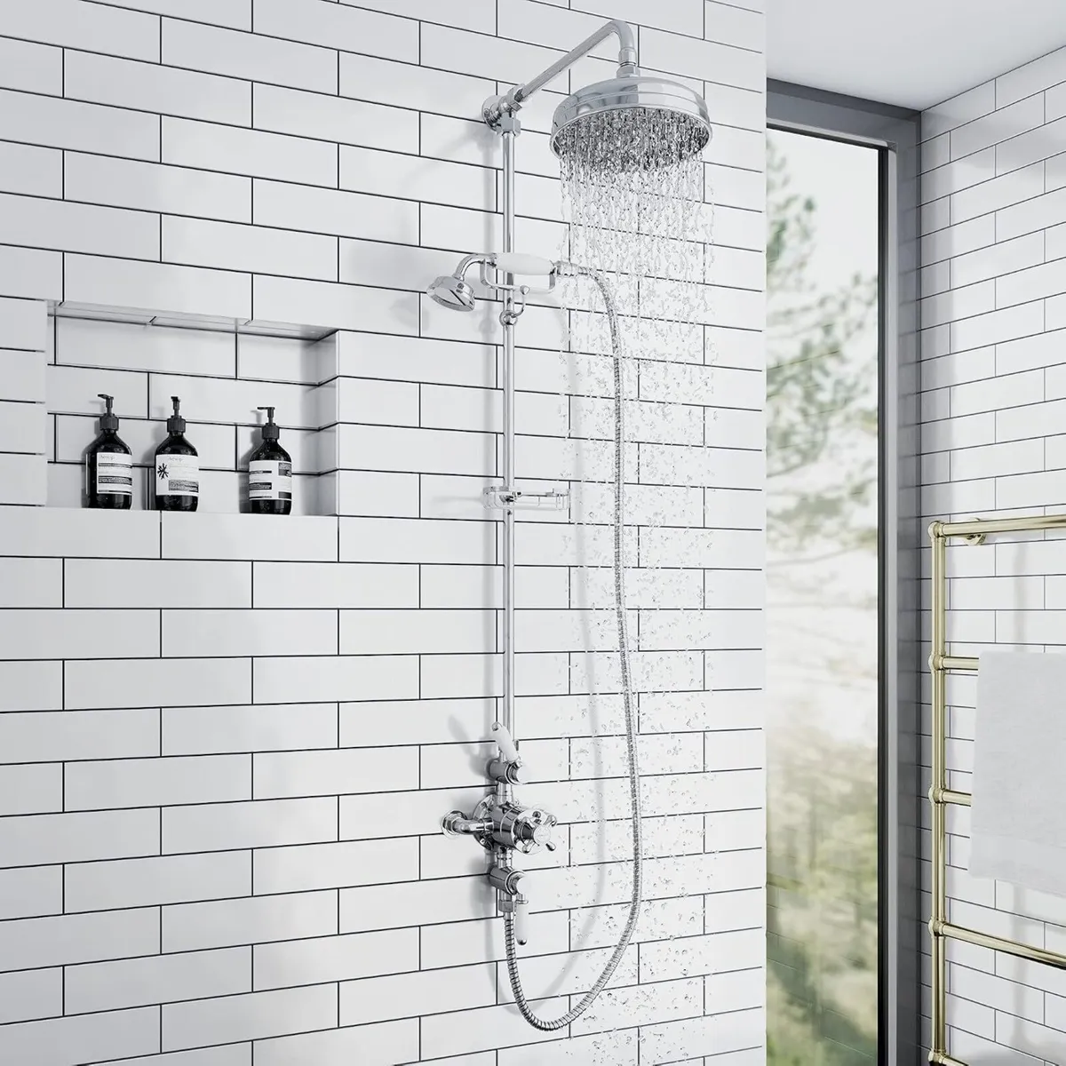 Downton Thermostatic 2 Outlet Shower System - Image 1