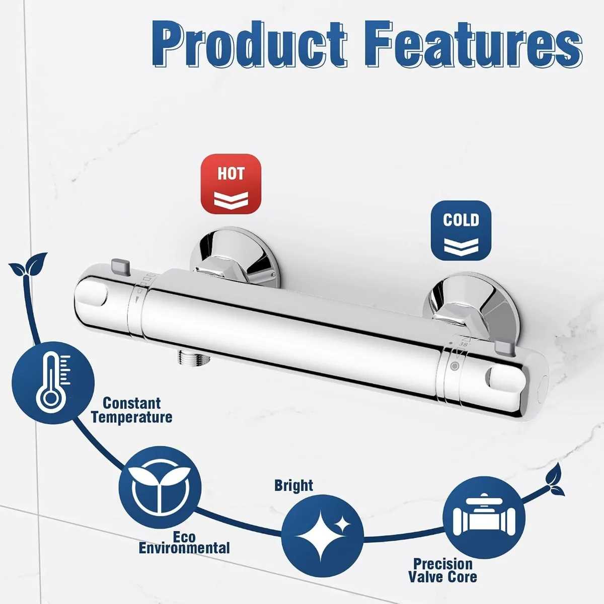Luxury Thermostatic Shower Mixer Modern Bar - Image 3