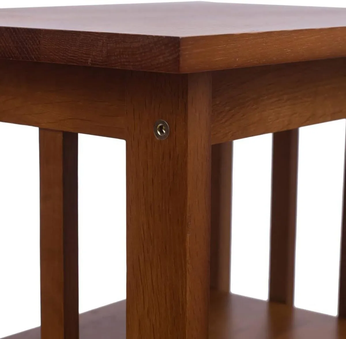 Oak Side Table 2 Storage Shelves - Image 3