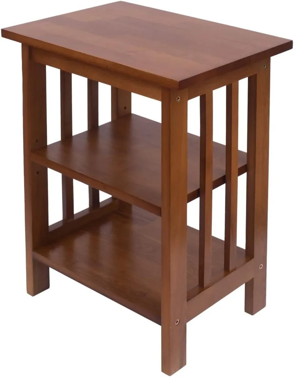 Oak Side Table 2 Storage Shelves - Image 1
