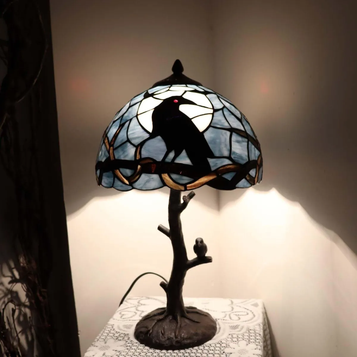 Raven on Tree Branch Table Lamp - Image 2