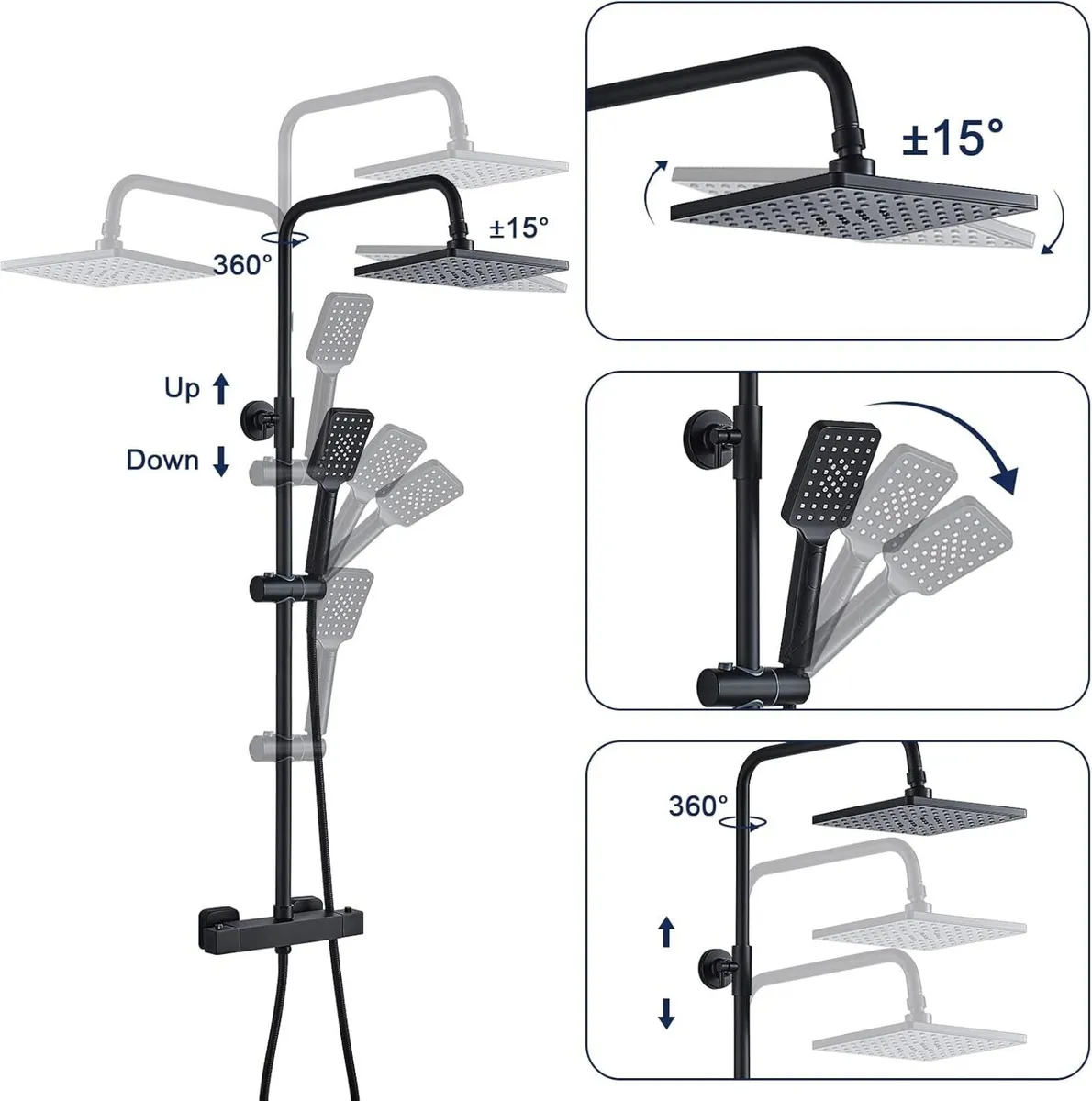 Thermostatic Shower Mixer Set Rainfall System - Image 4