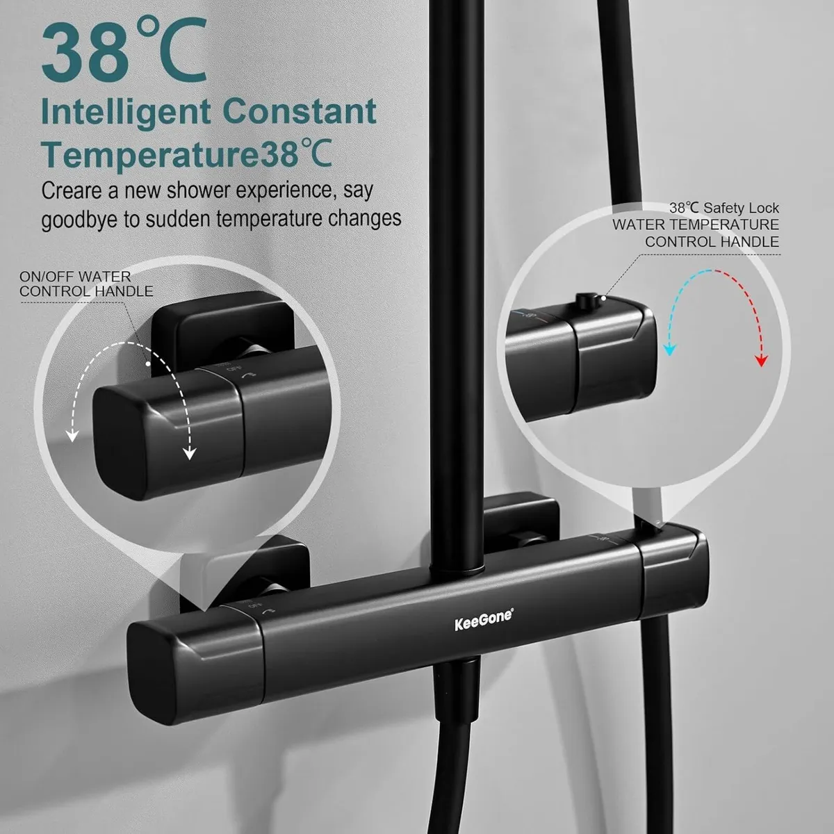 Thermostatic Shower Mixer Set Stainless Steel Bar - Image 2