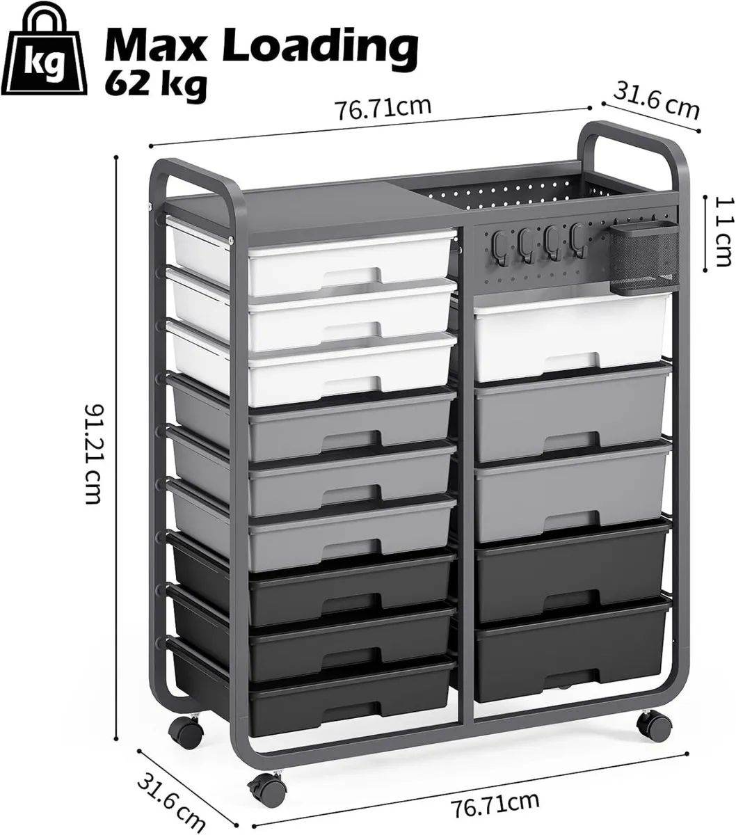 14-Drawer Craft Organiser Trolley Cart - Image 1