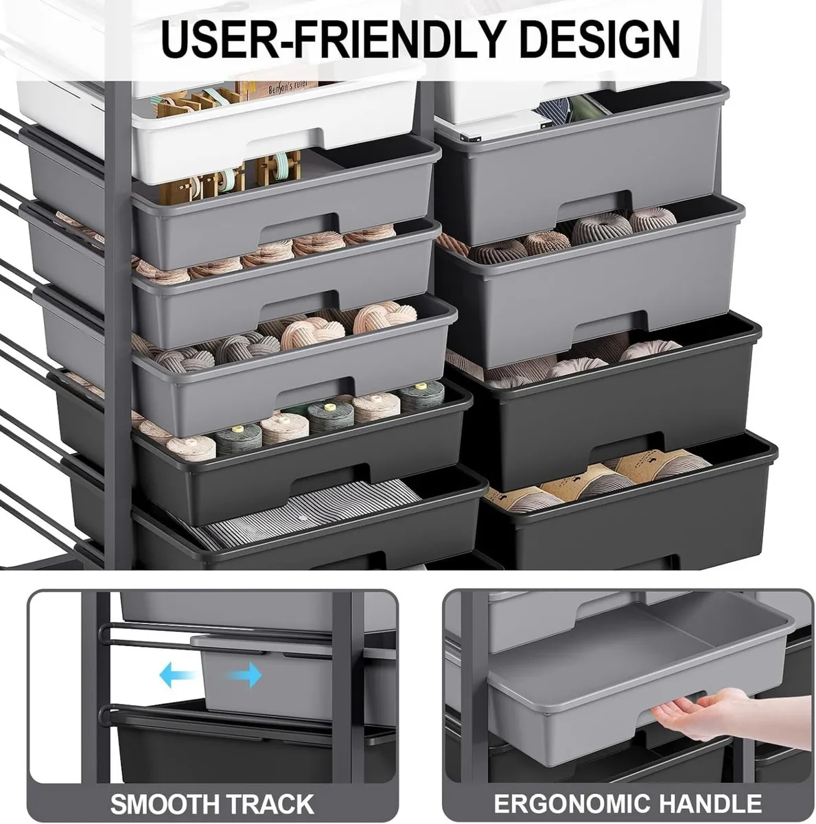 14-Drawer Craft Organiser Trolley Cart - Image 2