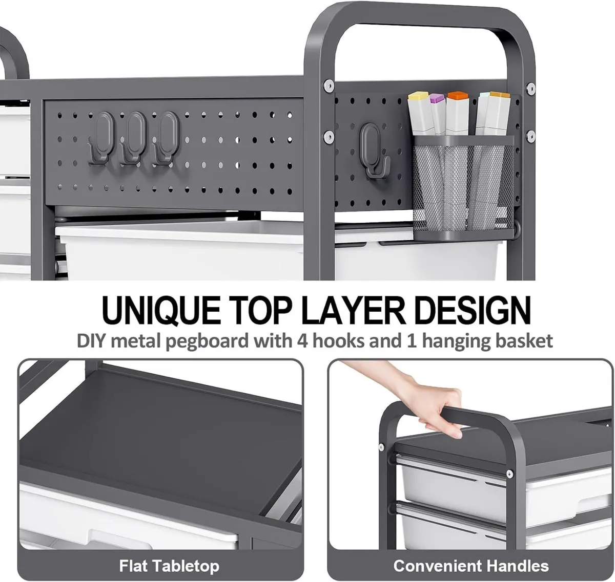 14-Drawer Craft Organiser Trolley Cart - Image 3