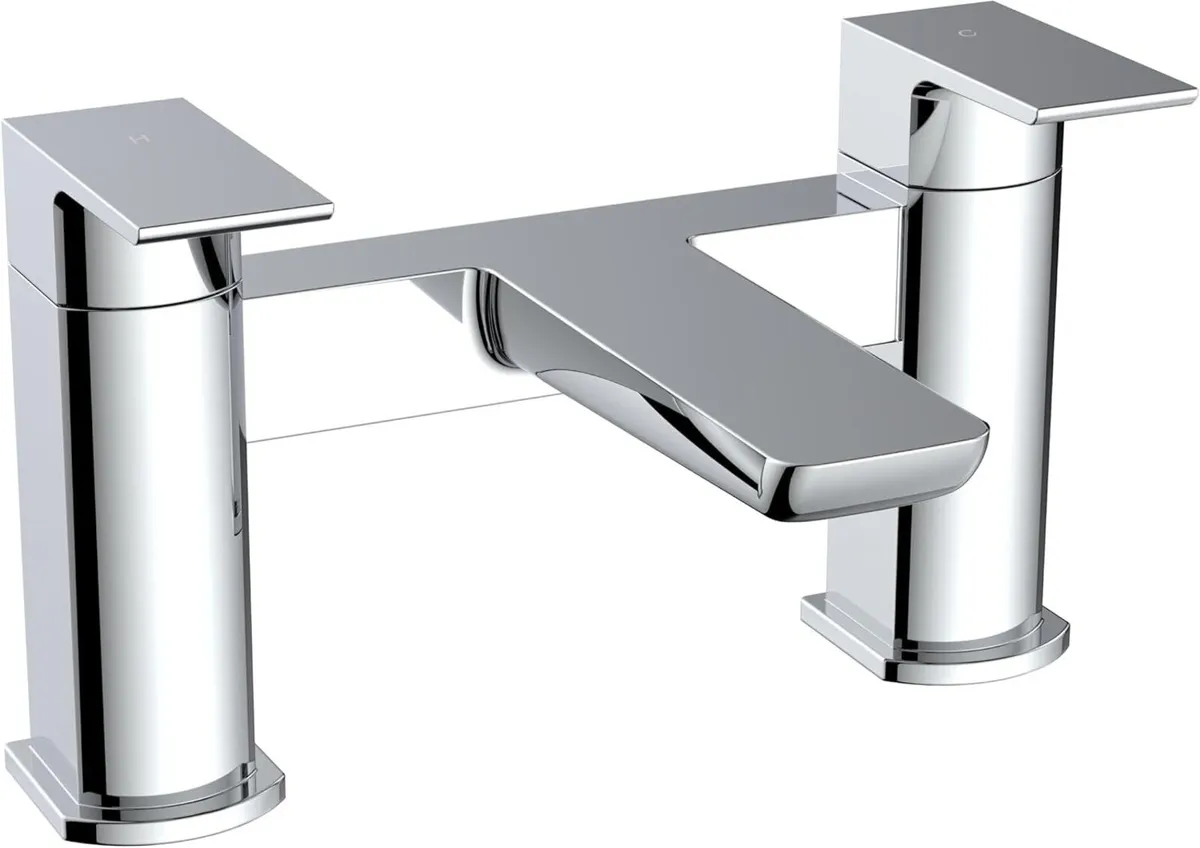 Soft Square Bath Filler Mixer Modern Chrome Finish - Image 1